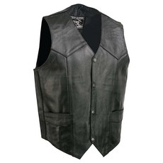 EVENT LEATHER EL5310 남성용 블랙 오토바이 가죽 조끼 라이딩 클럽 성인용 XL 276527, 4X-Large