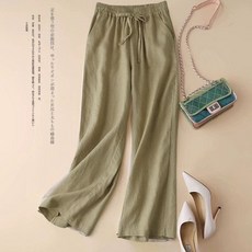 럭셔리한 품격있는 여자 린넨 팬츠 편안한 우아한 데일리룩
