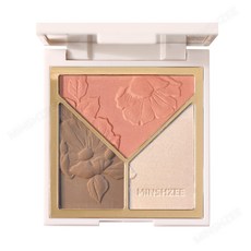 MINSHZEE 메이크업 컨투어 팔레트 하이라이터 쉐딩 블러셔 3색 키트+ 브러쉬 메이크업, 3종 키트, 1개