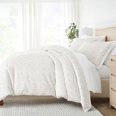 Linen Market 이불 커버 퀸 (코랄) - 비교할 수 없는 부드러움 정교한 프린트 및 꿈꾸는 침실을 위한 단색으로 호텔 같은 편안함을 경험하세요 - 베개 커버 2개가 포함, 거친 페이즐리 라이트 그레이
