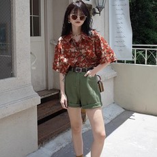 Kingfishe 여성 반팔 플라워 셔츠 여름 예쁜 블라우스 상의 n2 Yanf
