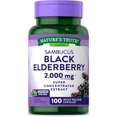 네이처스트루스 삼부커스 블랙 엘더베리 2000mg Nature's Truth Sambucus Black Elderberry, 2개, 100정