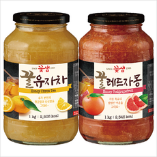 꽃샘 꿀유자차 1kg+꿀레드자몽 1kg, 1kg, 2개