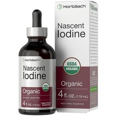 Horbäach Nascent 요오드 | 325mcg 118.3ml(4온스) 유기농 액체 보충제 비건 GMO 프리 및 글루텐 비타민, 1개, 118ml