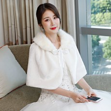겨울 신부 페이크퍼 털망토 웨딩망토 숄 케이프 결혼 볼레로 웨딩촬영 셀프촬영 웨딩드레스 퍼