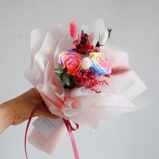 에버스프링 프리저브드 무지개장미꽃 레인보우꽃다발