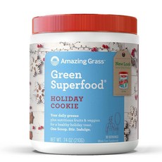 [Collagen] Amazing Grass Green Superfood : 스피루리나 클로렐라 소화 효소 및 프로바이오틱스가 함유 된 슈퍼 그린 파우더 홀리데이 쿠키 30, 1set, 1set