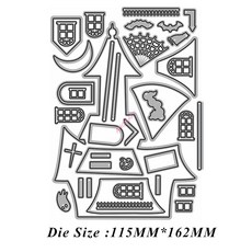 유령의 집 금속 절단 다이 DIY 스크랩북 앨범 종이 카드 장식 공예, LG23-5670, 1개