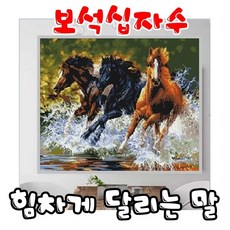 보석십자수 3D힘차게 달리는 말 60x50cm 전체큐빅, 원형큐빅