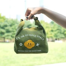 이뿜미뿜 직장인 도시락 가방 보온 보냉백 미니 보냉 런치백, 올리브그린