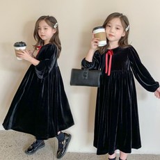 미소파파 여아 원피스 레드 벨벳 블랙드레스