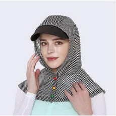체크후드망토햇빛가리개후드형망토
