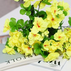 앨리플라워 아젤리아부쉬 | 서양 철쭉 선물 성묘 산소 꽃다발 조화 꾸미기 장식 인테리어 꽃 예쁜조화 소품, 옐로우