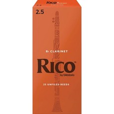 D Addario 목관악기 Rico Bb 클라리넷 리드 초보자 학생 교육자를 위해 제작 강도 2.5 10팩 1233459, 25-pack, Strength 2.5, 10개