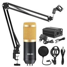 Microfono bm 800 스튜디오 마이크 키트 bm800 콘덴서 마이크 번들 스탠드 bm-800 가라오케, Gold black kits 2