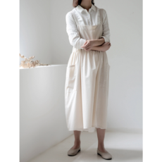 나나N다다 여성 빅사이즈 가능 블랑 앞치마 원피스형 린넨앞치마 공방 플로리스트 카페 3color