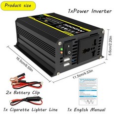 정현파인버터 차량용 인버터 LED 디스플레이 듀얼 USB 전압 변압기 수정 사인파 지능형 전력 4000W 3000W 12V ~ 220V 110V, 12V to 220V A