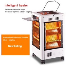 전기온풍기 농업 산업 업소 저소음 회전 캠핑 히터 2kw 다기능 공기 히터 가정용 및 바베큐 이중 사용 5 면, 01 white