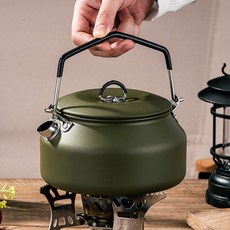 감성캠핑 304스텐레스 주전자 전용파우치포함, 카키 + 파우치 증정, 1개