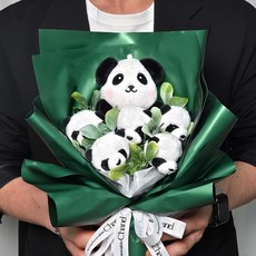 가든잇 비누꽃 귀여운 팬더 인형 꽃다발 + 케이스, 혼합색상, 1개 혼합색상, 1개