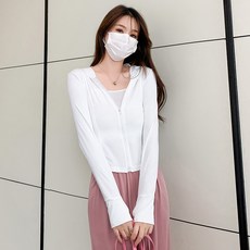 WILDSEA 초경량 여성용 쿨링 자외선자단 래쉬가드 후드 집업, 화이트