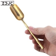 Z3JC 가정용 황동 찻잎삽 티스푼 계량스푼 긴 손잡이삽 티스푼 티스푼 티스푼 티스푼 티스푼 티스푼 티 스몰사이즈 취하기, 황동죽절스푼, 1개