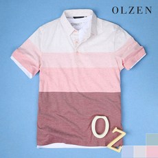 올젠 올젠 컬러 블록 반팔 카라 티셔츠(ZPZ2TT1503)