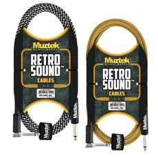 국산 뮤즈텍 기타 케이블 RS-300L(3m) ㄱ자형 앵글 노이즈리스 기타전용 Straight+Right Angle 색상 택, 골드색상RS-300LTW(3m앵글형), 1개