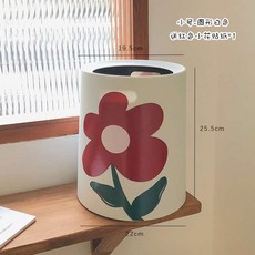 정리함 용분리수거함 회수 페달형 노란색 대용량 실내 휴지통 압축기 보내기, 8L, 원형 화이트 8L레드 작은 꽃 스티커 증정