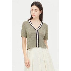 [백화점정품] 시슬리 배색 반팔 스칼럽 니트 가디건 SAKC39431