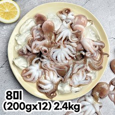 [학성새벽시장] 손질 쭈꾸미 (냉동) 2.4kg 통쭈꾸미 내장제거 세척 손질, 1박스, 쭈꾸미 8미 (200gx12) 2.4kg