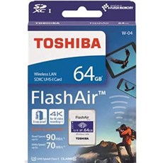 64GB TOSHIBA 도시바 무선 LAN 탑재 SDXC 카드 4 세대 FlashAir W-04 UHS-1 U3 R : 90MB / s W : 70MB /, 1
