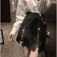 하이웨이스트 홍콩무드 개성 지퍼 미니 A라인 솔리드 무지 힙랩