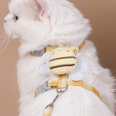 순잠 고양이 소형견 겸용 꿀벌 하네스, 옐로우, 1개