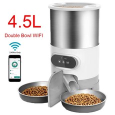 투야 스마트 앱 반려동물 먹이 디펜서 중소형 고양이와 개에 적합, 6.4L double bowl W.., 1개