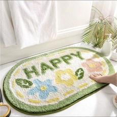 미끄럼 슈퍼 흡수성 바닥 매트 타올 욕실 속건성 러그 가정용 욕조 꽃 패턴, 40x60cm, bath mat-green