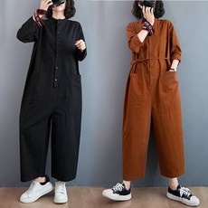 오버클래쓰 여성 빅사이즈 차이나넥 점프수트
