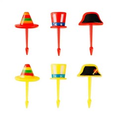 귀여운 동물 만화 음식 픽 스낵 케이크 디저트 과일 포크 학교, 9.Hats 6pcs, 1개