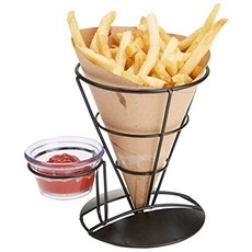 FRYCO3-BLK 3 팩 튀긴 음식 보관함 콘 바구니 랙 감자 튀김 아이스크림 등에 적합합니다. 5.25 x 6.75 검정 (Black), Black