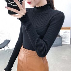 펀앤펀 여자 프릴 반목폴라 니트티