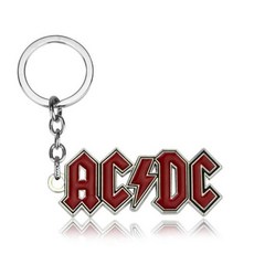 전기자동차 빨간색 문자 ACDC 금속 배지 펜던트 키링 크리에이티브 키 체인 배낭 키홀더 패션 주얼리 액세서리