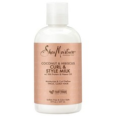 SheaMoisture 컬 앤 스타일 밀크 236.5ml 두꺼운 모발용 곱슬머리용 Coconut Hibiscus, SheaMoisture 컬 앤 스타일 밀크 236.5m, 1개