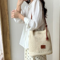 숄더백 그물백 여름 뜨개 펀칭 면사 네트백 비치 여성