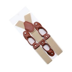 남성용 폭 35mm 멜빵 갈색 가죽 트림 버튼 엔드 탄성 턱시도 Y 백 남성 패션 바지 교정기 아빠 선물