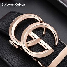 calowe Callowekolevn 정품 리 얼 가죽 남성 벨트 자동 버클 남 패션 헤드 소 밴드 남자친구 에 게 남편 선물 CK 11 골 드 (길이 무 작위 배 송 커팅 가능)