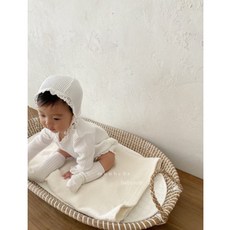 [바배] 와플슈트 (보넷포함) 2컬러 신생아 뉴본 50일촬영의상 돌 백일 아기옷 몽베베