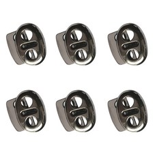 6Pcs 금속 이중 구멍 회색 타원형 콩 끈 문자열 코드 잠금 스토퍼 패스너 슬라이더 토글 끝 스포츠 신발 끈 조절기