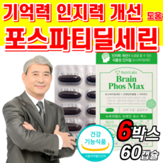 식약청 인증 포스파티딜세린 은행잎 추출물 비타민 E 식약처 인정 인지력 기억력 개선 도움 ps 피에스 두뇌 뇌 건강 식물성 인지질 플라보놀배당체 사은품증정