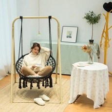 행잉체어 스윙체어 발리그네 흔들의자 행거 의자 발코니 실내 행랑야외 성인 거실 어른 그네, 01 업그레이드 베이지 리프트