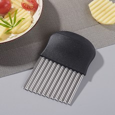 크링클 커터 감자 야채 슬라이서 물결 도토리묵 웨이브 칼, 상세페이지 참조, 검정